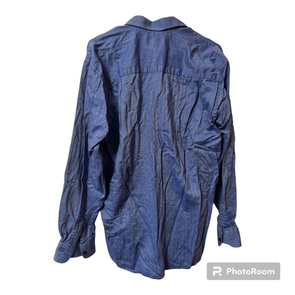 Cutter and Buck 100% Cotton Blue Long Sleeve Button Front Dress Shirt L - Picture 2 of 4